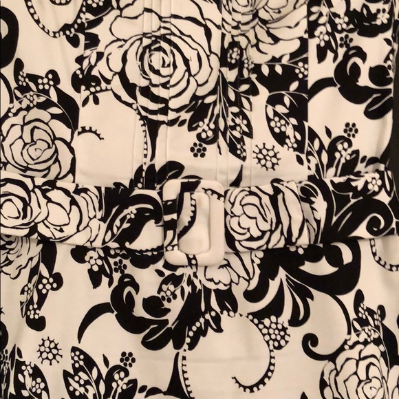 Black and White Floral Strapless Dress - Picture 2 of 4